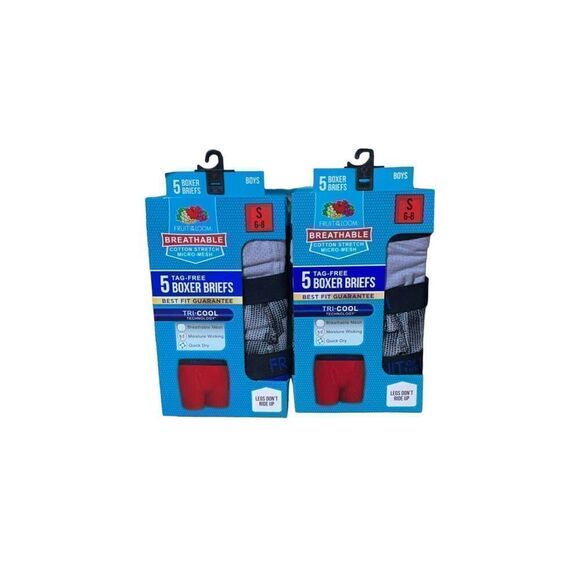 Fruit of the Loom Boxer Briefs Boys Size S (6-8) Cotton Mesh (2) 5 Packs - Picture 1 of 2